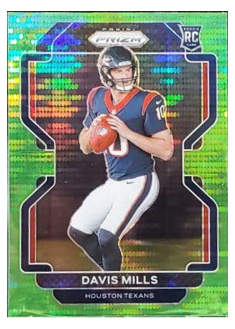 2021 Panini Prizm Base Set Davis Mills Neon Green Pulsar Prizm #352 card