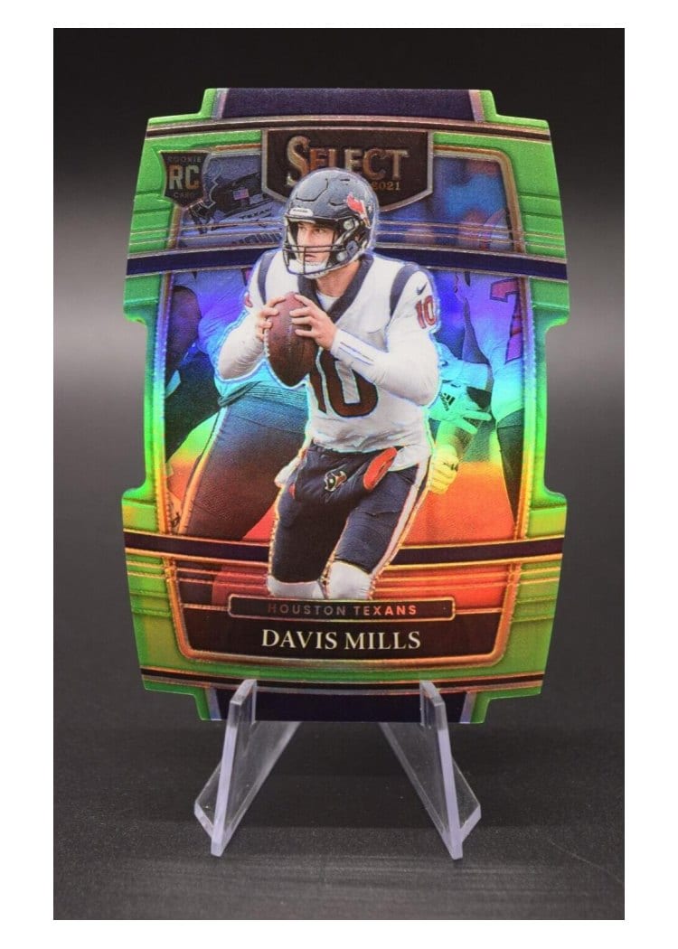 2021 Panini Select Base Set Davis Mills Neon Green Die Cut #65 card