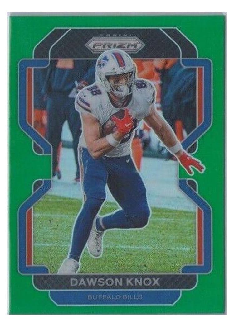 2021 Panini Prizm Base Set Dawson Knox Green Shimmer #116 card