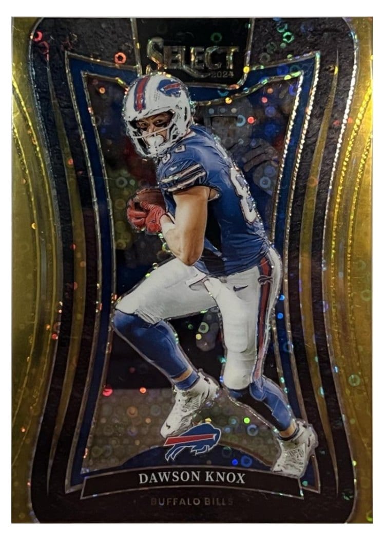 2024 Panini Select Base Set Dawson Knox Gold Disco Prizm #327 card