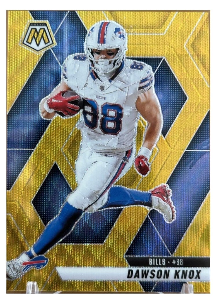 2025 Panini Mosaic Base Set Dawson Knox Gold Wave #70 card