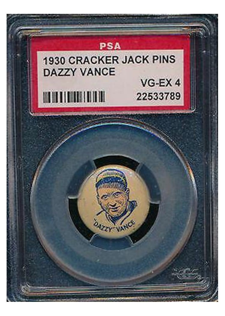 1930 Cracker Jack Pins Dazzy Vance card