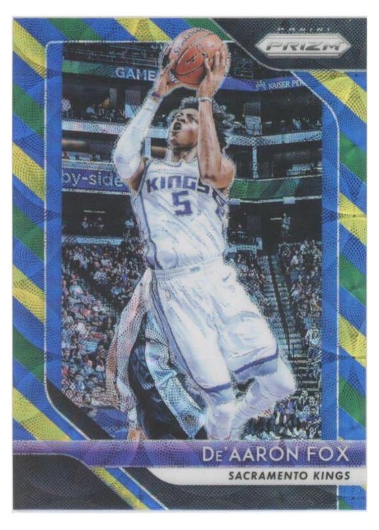 2018-19 Panini Prizm Base Set De'Aaron Fox Blue, Yellow, and Green Choice Prizm #151 card