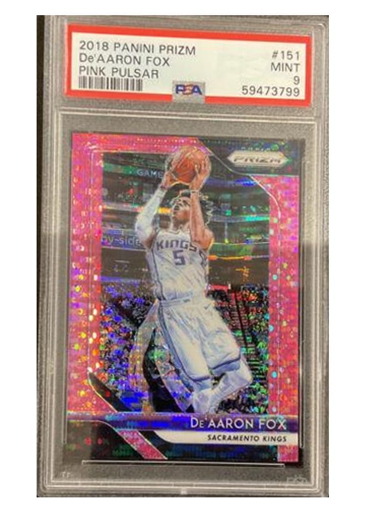 2018-19 Panini Prizm Base Set De'Aaron Fox Pink Pulsar Prizm #151 card