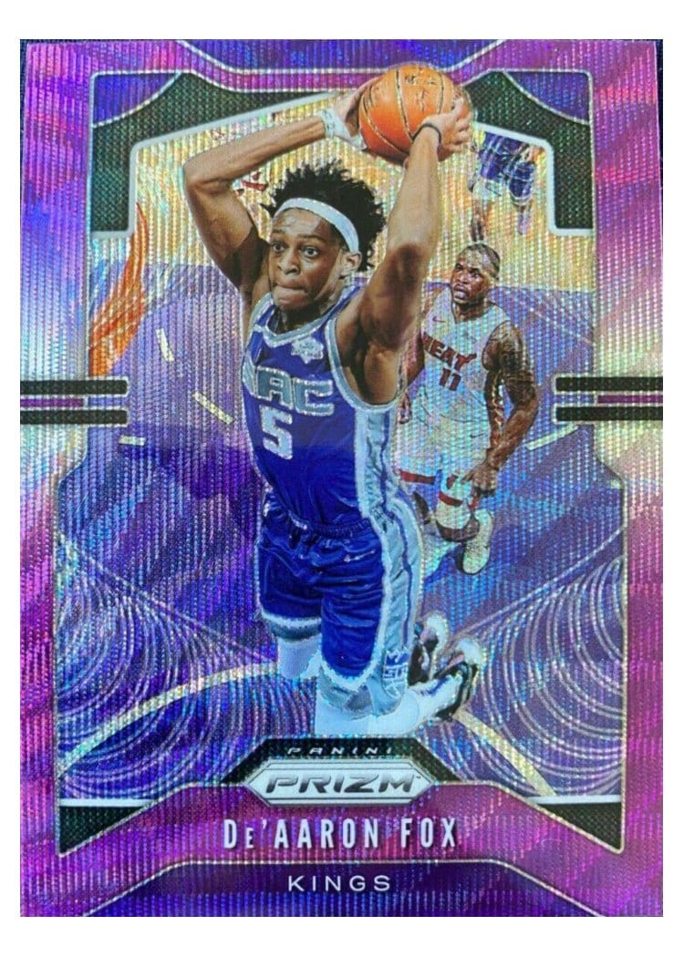 2019-20 Panini Prizm Base Set De'Aaron Fox Purple Wave Prizm #120 card