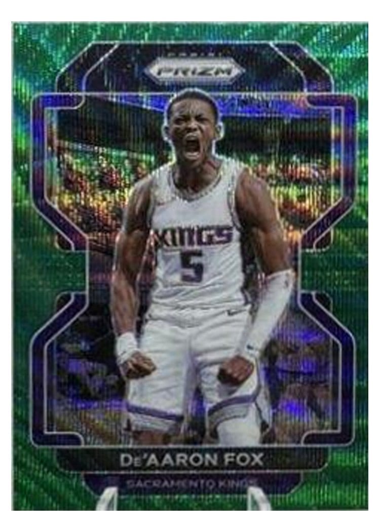 2021-22 Panini Prizm Base Set De'Aaron Fox Green Wave #148 card