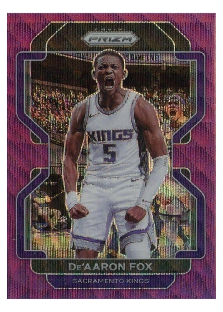 2021-22 Panini Prizm Base Set De'Aaron Fox Purple Prizm #148 card