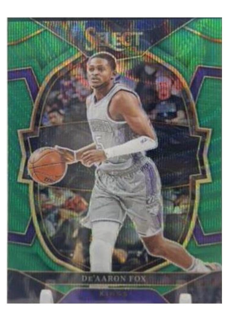 2022-23 Panini Select Base Set De'Aaron Fox Green Wave Prizm #213 card