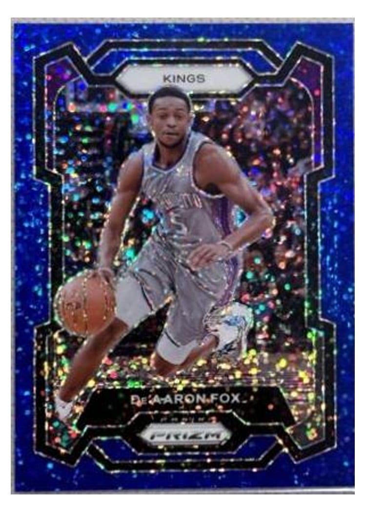 2023-24 Panini Prizm Base Set De'Aaron Fox Blue Sparkle #6 card