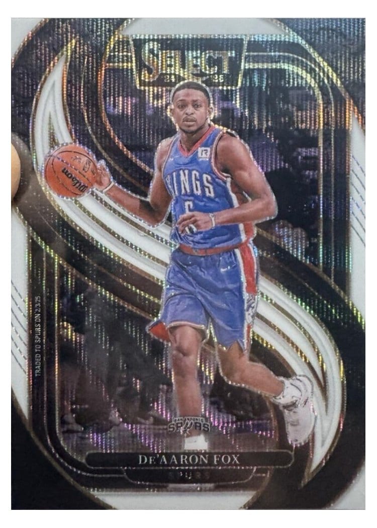 2024-25 Panini Select Base Set De'Aaron Fox White Wave Prizm #150 card