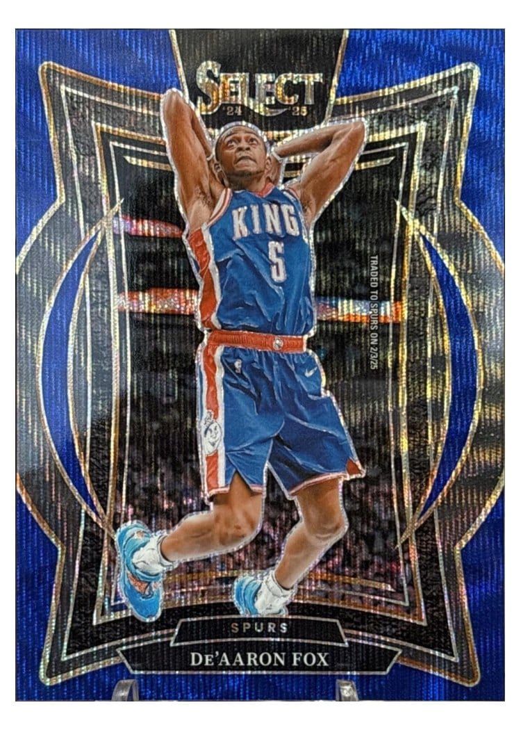 2024-25 Panini Select Base Set De'Aaron Fox Blue Wave Prizm #3 card