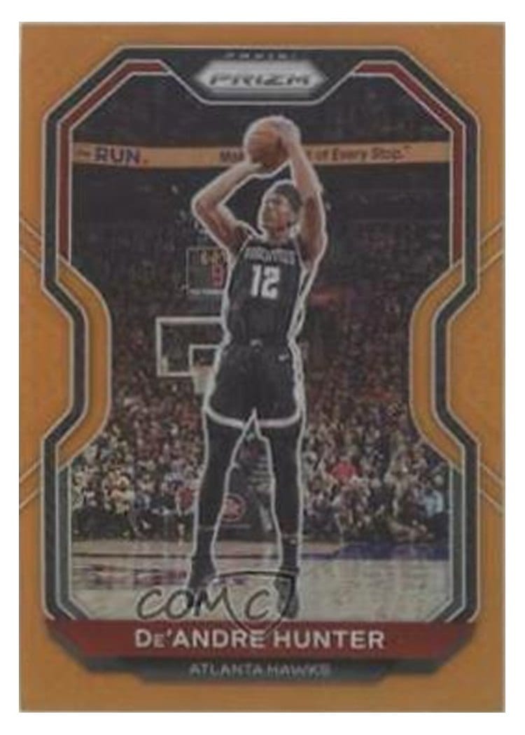 2020-21 Panini Prizm Base Set De'Andre Hunter Orange Prizm #38 card