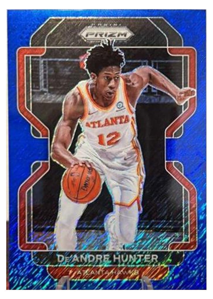 2021-22 Panini Prizm Base Set De'Andre Hunter Blue Shimmer #73 card