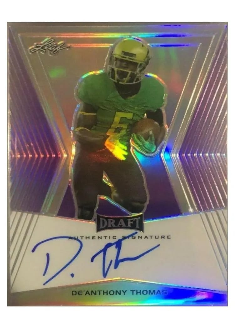 2014 Leaf Metal Draft Autographs De'Anthony Thomas Purple #BA-DAT card