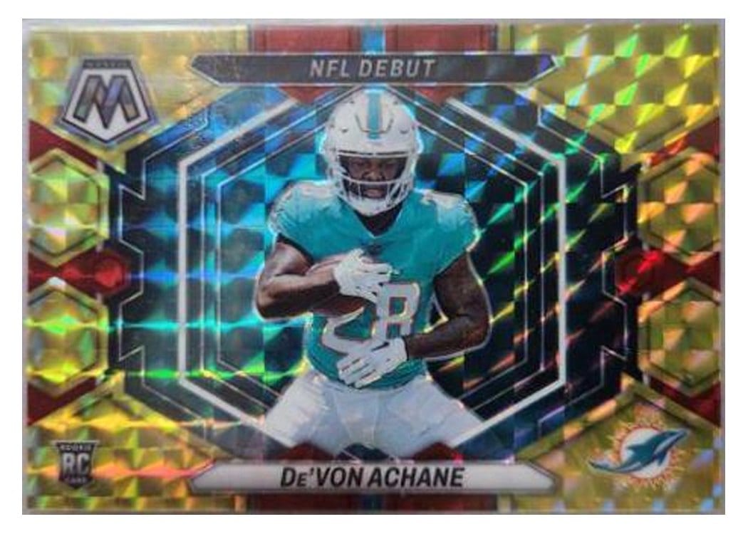 2023 Panini Mosaic Base Set De'Von Achane Choice Fusion Red Yellow #312 card