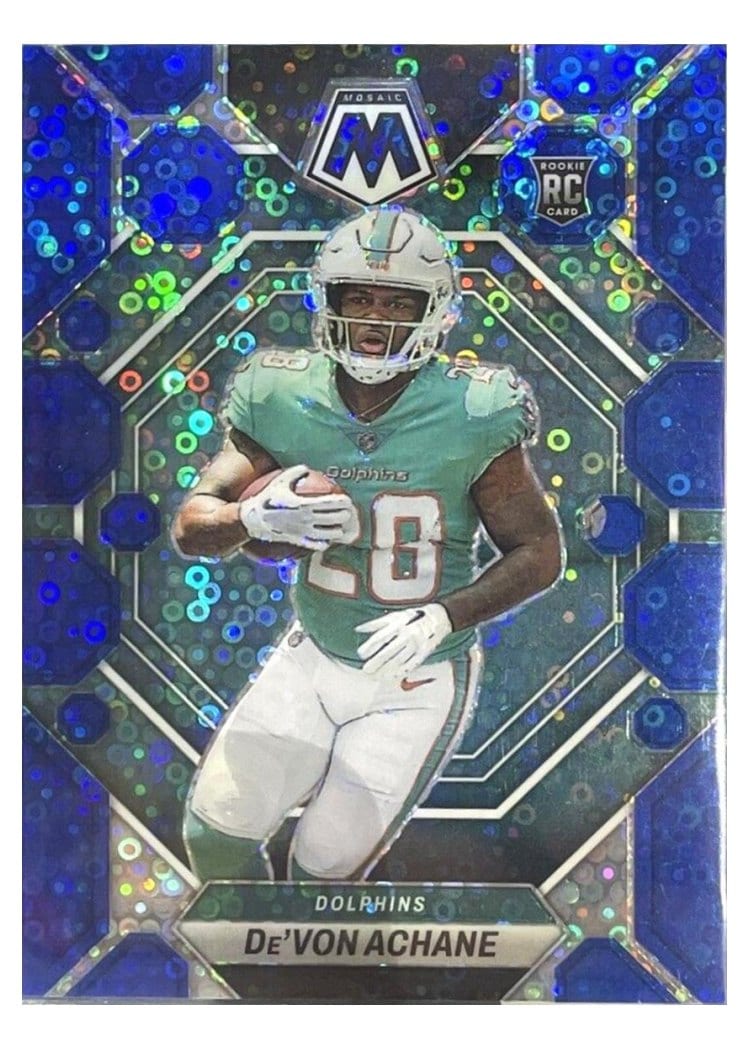 2023 Panini Mosaic Base Set De'Von Achane No Huddle Blue #312 card
