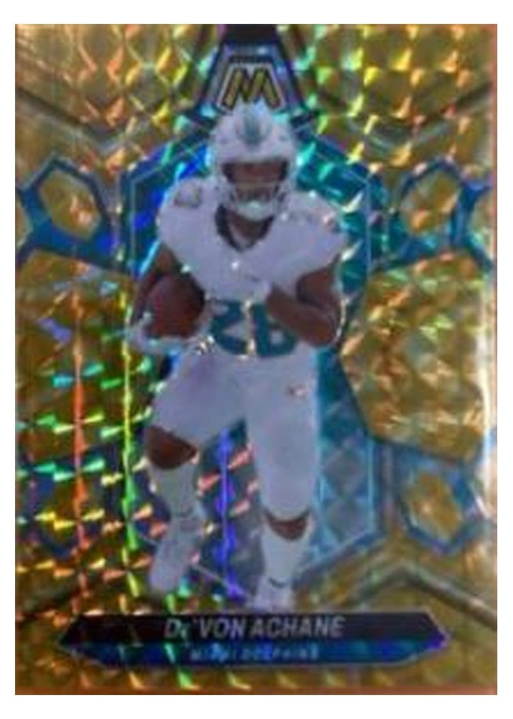 2024 Panini Mosaic Base Set De'Von Achane Yellow Reactive #135 card