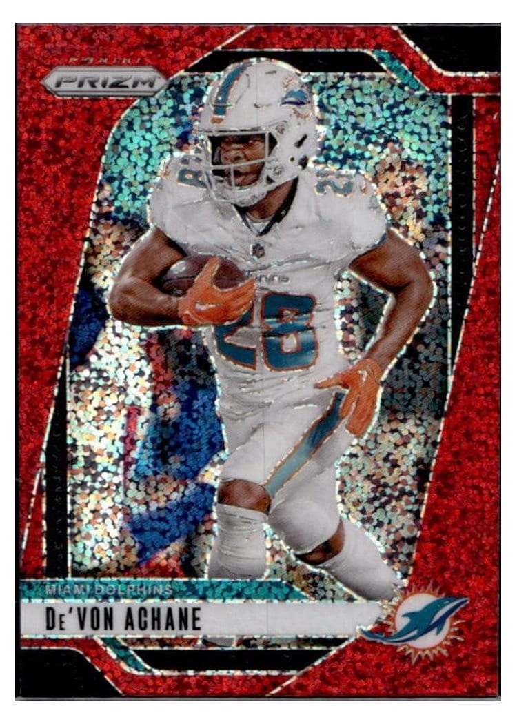 2024 Panini Prizm Base Set De'Von Achane Red Sparkle #176 card
