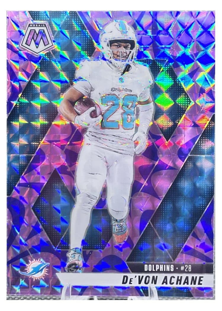 2025 Panini Mosaic Base Set De'Von Achane Reactive Purple #58 card