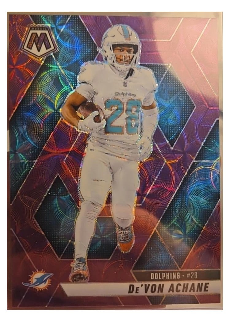 2025 Panini Mosaic Base Set De'Von Achane Purple #58 card