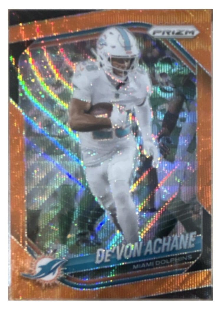 2025 Panini Prizm Base Set De'Von Achane Orange Wave #150 card