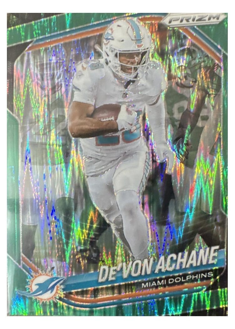 2025 Panini Prizm Base Set De'Von Achane Green Flash #150 card