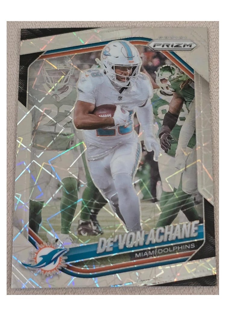 2025 Panini Prizm Base Set De'Von Achane Lazer #150 card