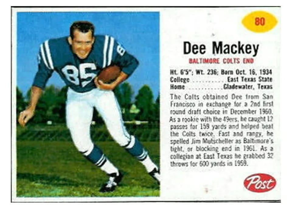 1962 Post Cereal Dee Mackey #80 card