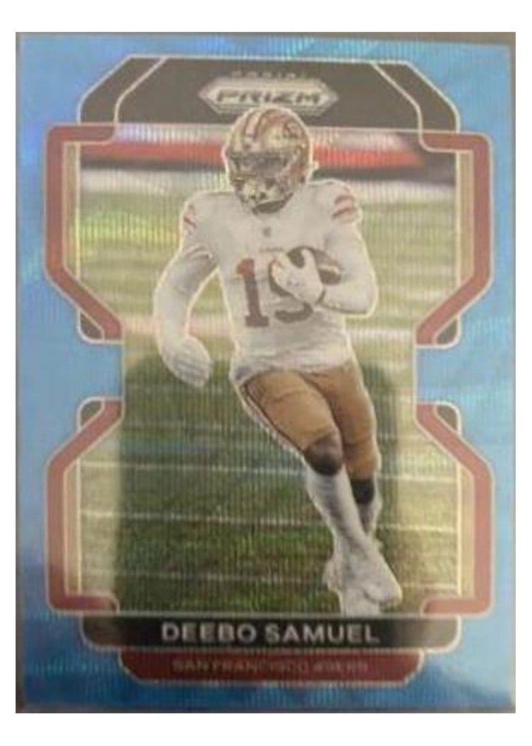2021 Panini Prizm Base Set Deebo Samuel Blue Shimmer #53 card