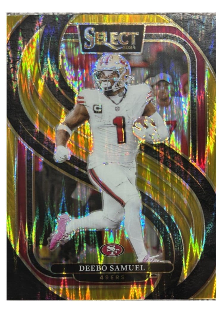 2024 Panini Select Base Set Deebo Samuel Gold Prizm Shock #146 card