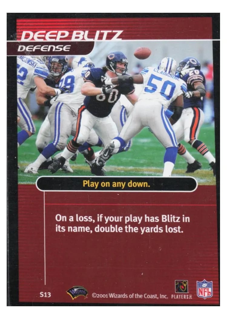 2001 NFL Showdown Strategy Deep Blitz #S13 card