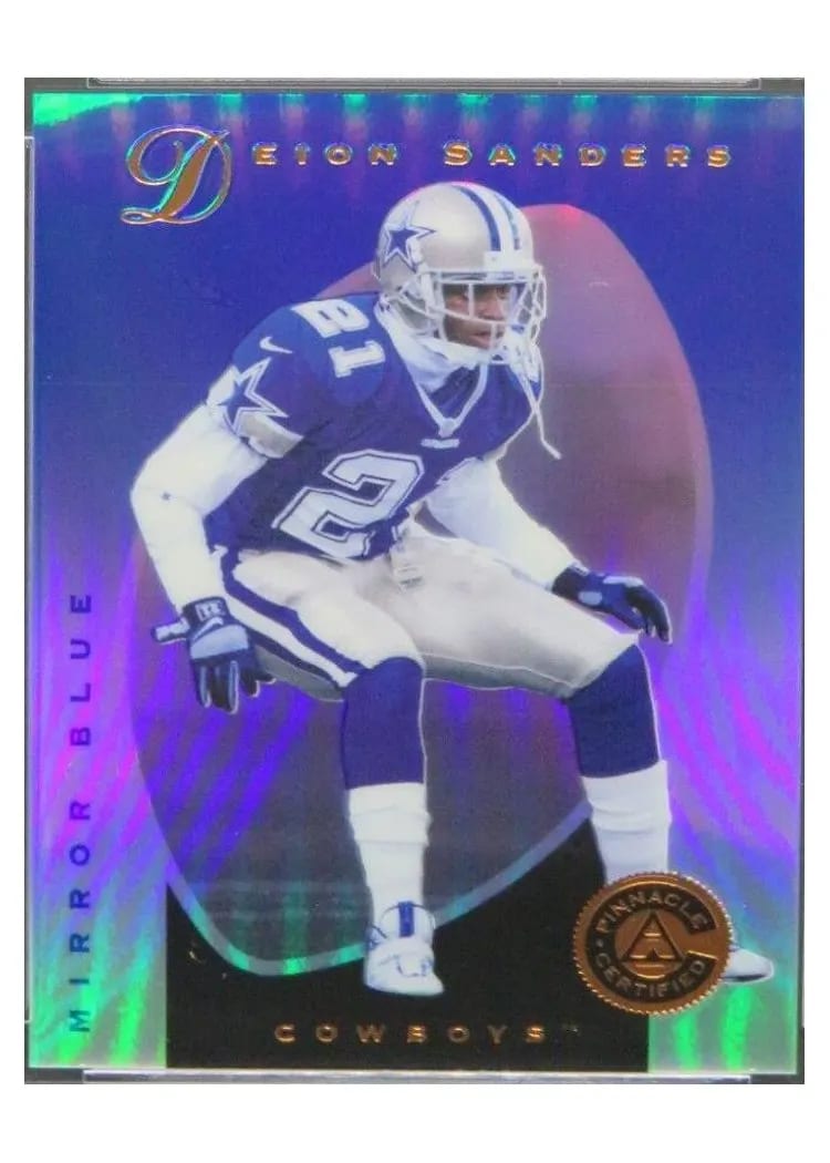 1997 Pinnacle Certified Deion Sanders Mirror Blue #18 card