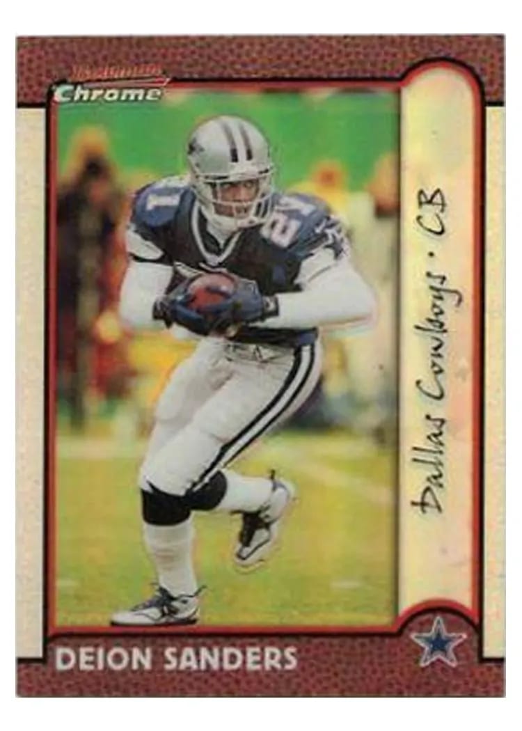 1999 Bowman Chrome Deion Sanders #148 card