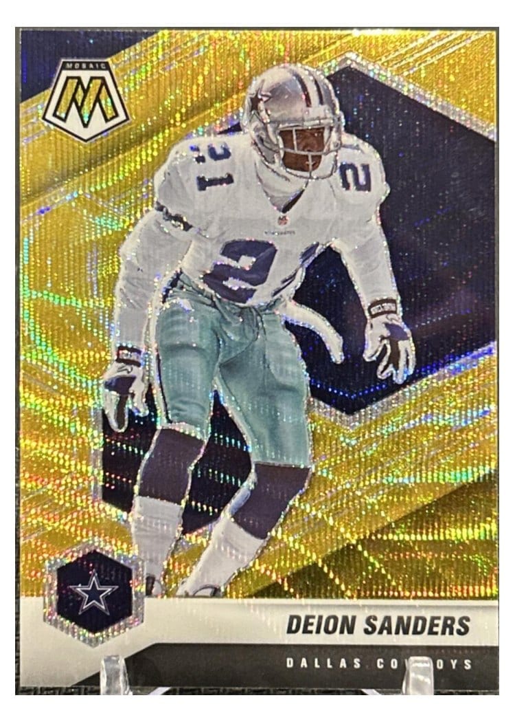 2021 Panini Mosaic Base Set Deion Sanders Gold Wave Mosaic #63 card