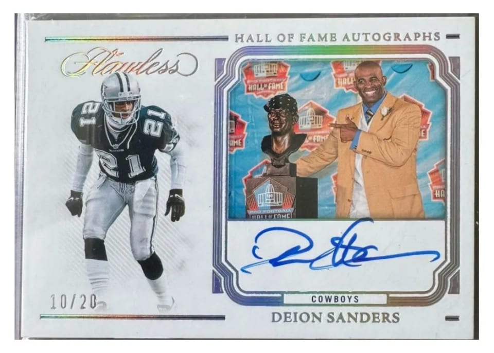 2023 Panini Flawless Hall of Fame Autograph Deion Sanders #19 card