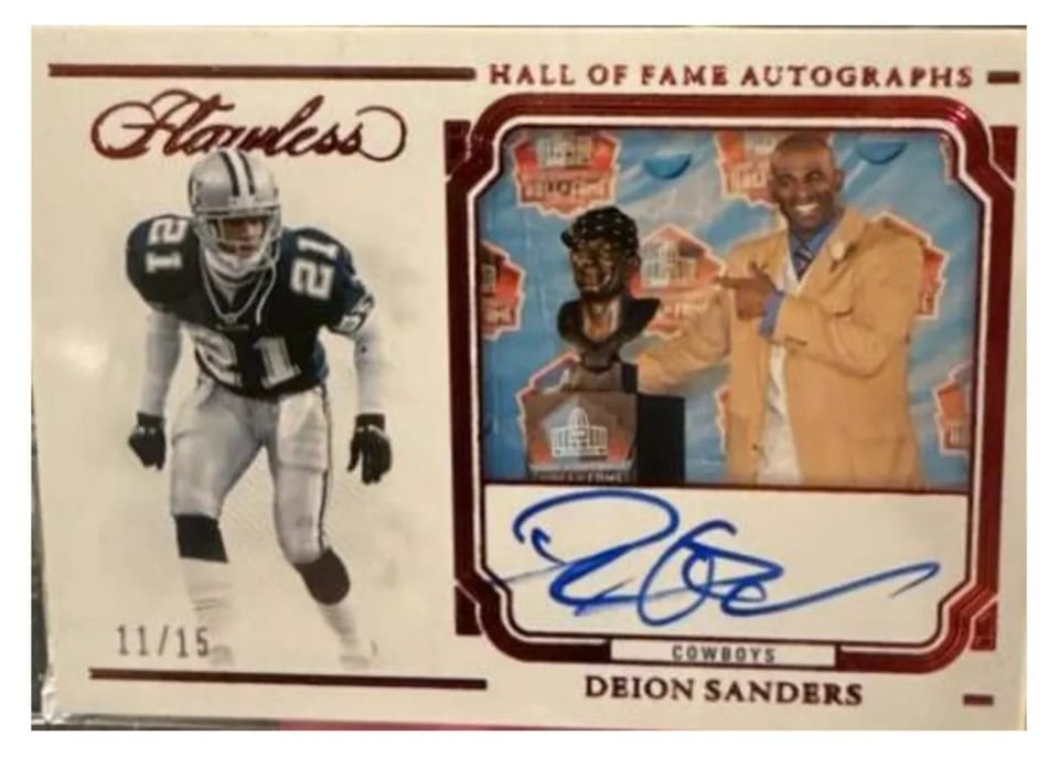 2023 Panini Flawless Hall of Fame Autograph Deion Sanders #19 card
