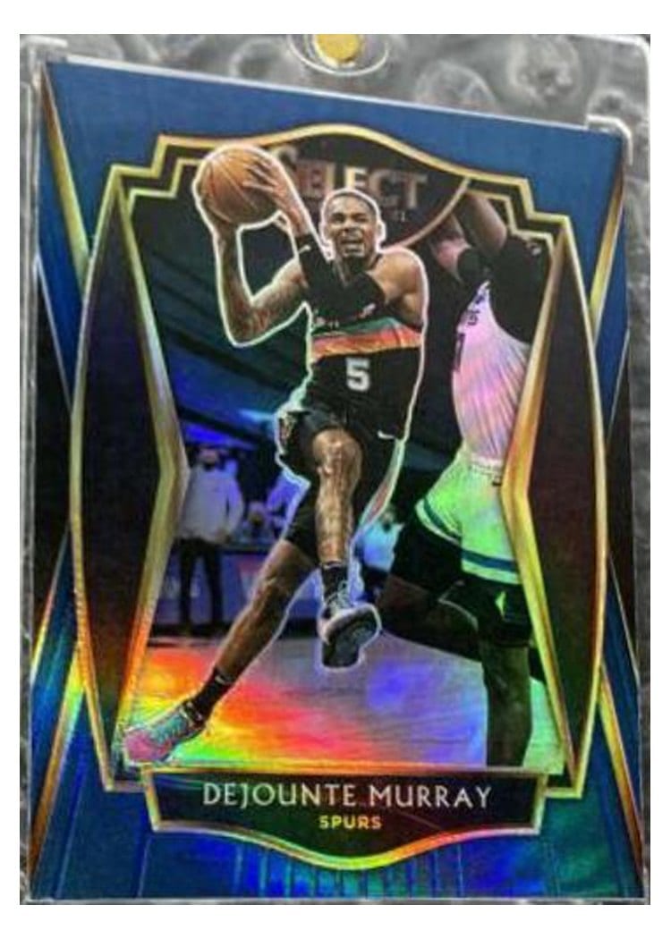 2020-21 Panini Select Base Set Dejounte Murray Blue Prizm Die Cut #124 card