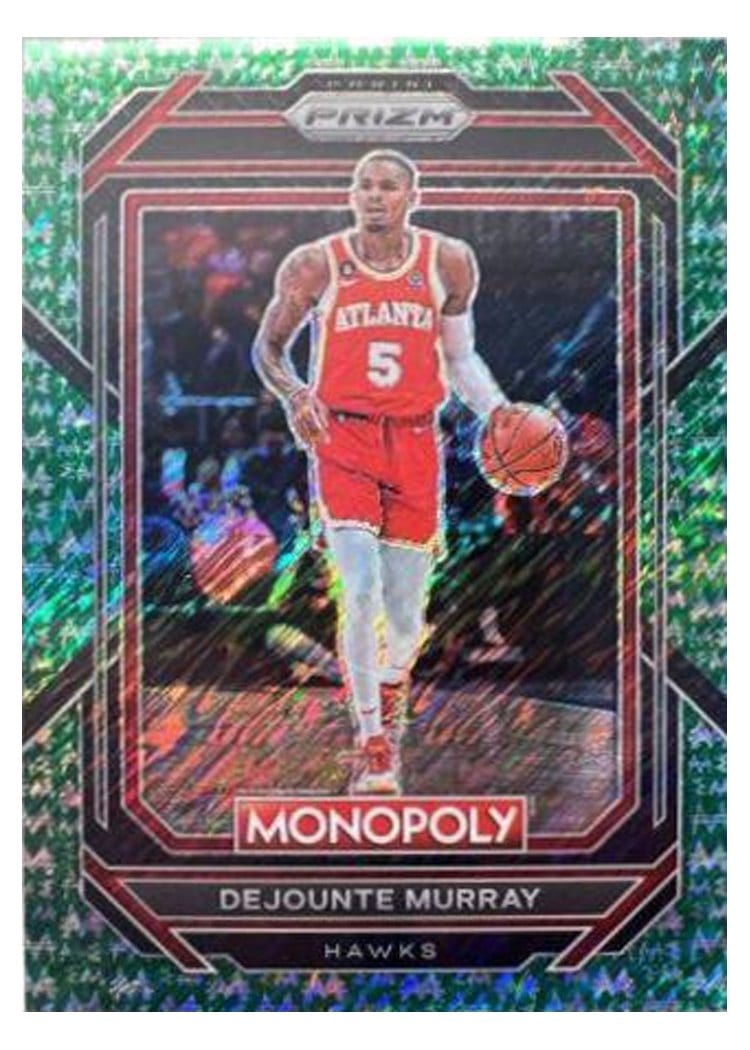 2022-23 Panini Prizm Base Set Dejounte Murray Green Shimmer Prizm #146 card
