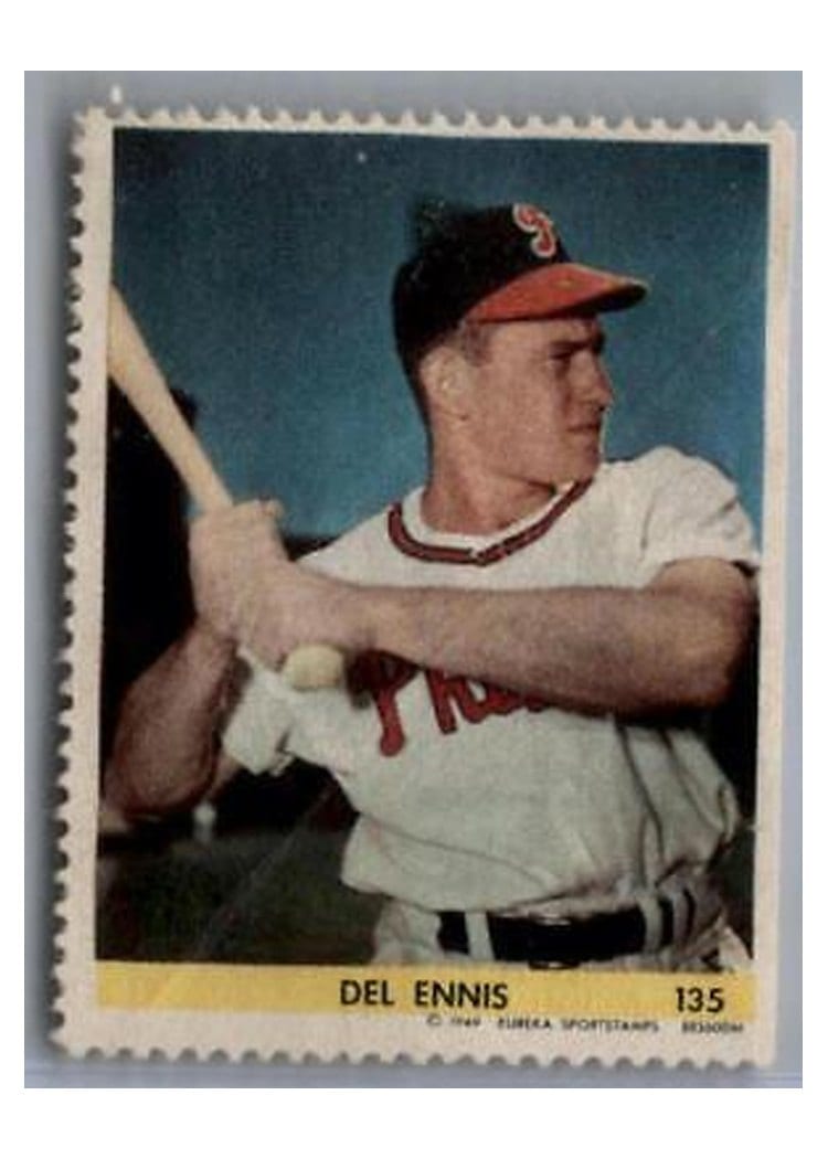 1949 Eureka Sportstamps Del Ennis #135 card