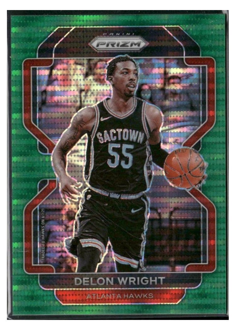 2021-22 Panini Prizm Base Set Delon Wright Green Pulsar Prizm #57 card