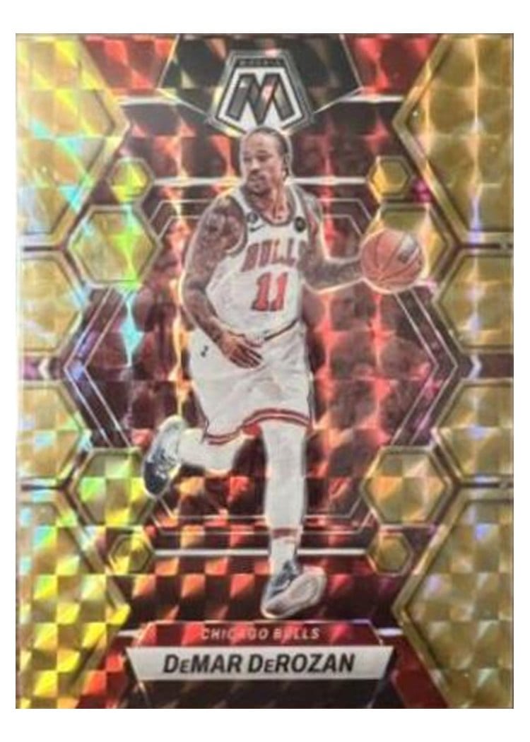 2022-23 Panini Mosaic Base Set DeMar DeRozan Reactive Yellow #170 card
