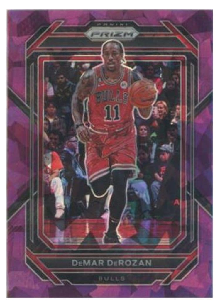 2022-23 Panini Prizm Base Set DeMar DeRozan Purple Ice Prizm #72 card