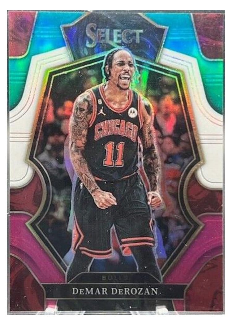 2022-23 Panini Select Base Set DeMar DeRozan Teal White Pink Prizm #105 card