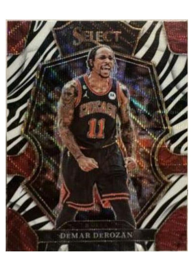 2022-23 Panini Select Base Set DeMar DeRozan Zebra Prizm #105 card