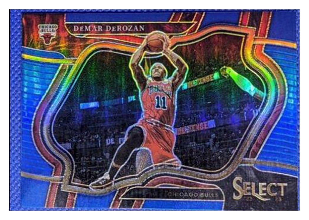 2022-23 Panini Select Base Set DeMar DeRozan Blue Prizm #205 card