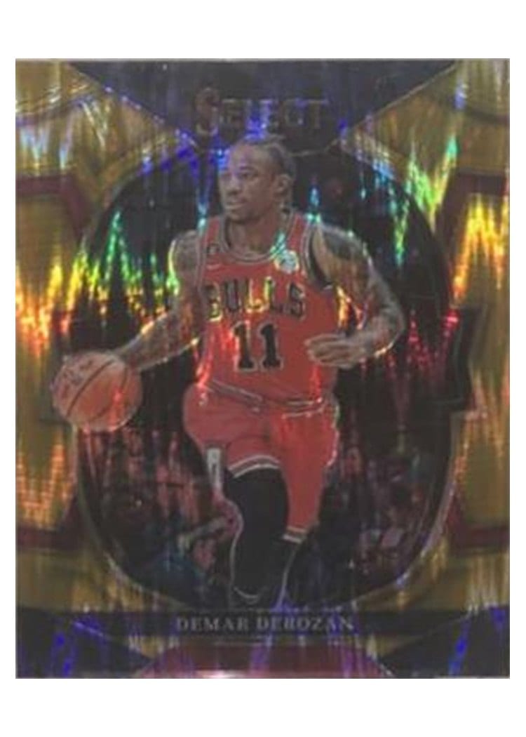 2022-23 Panini Select Base Set DeMar DeRozan Gold Flash Prizm #205 card