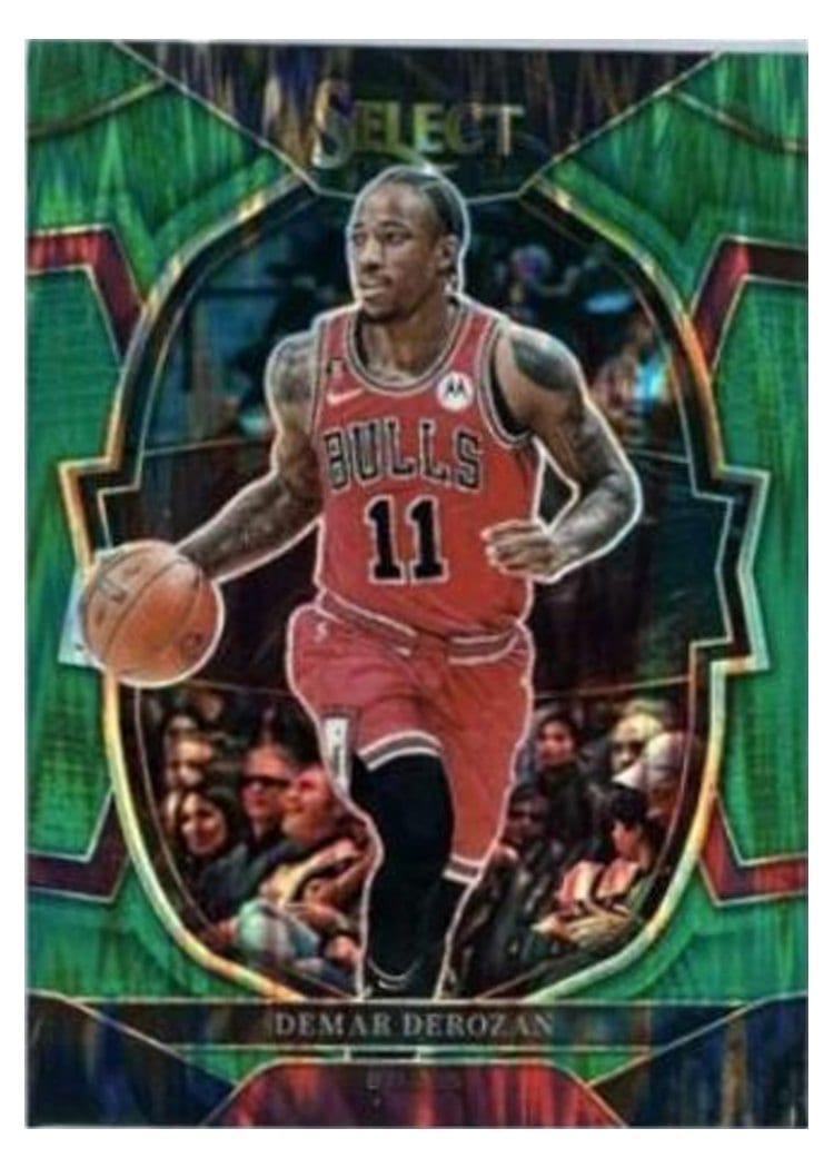 2022-23 Panini Select Base Set DeMar DeRozan Green Shock Prizm #5 card
