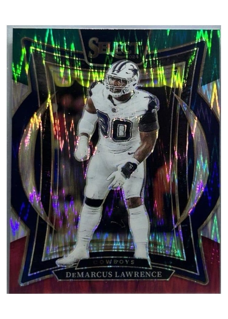 2024 Panini Select Base Set DeMarcus Lawrence Green Red Prizm Shock #47 card
