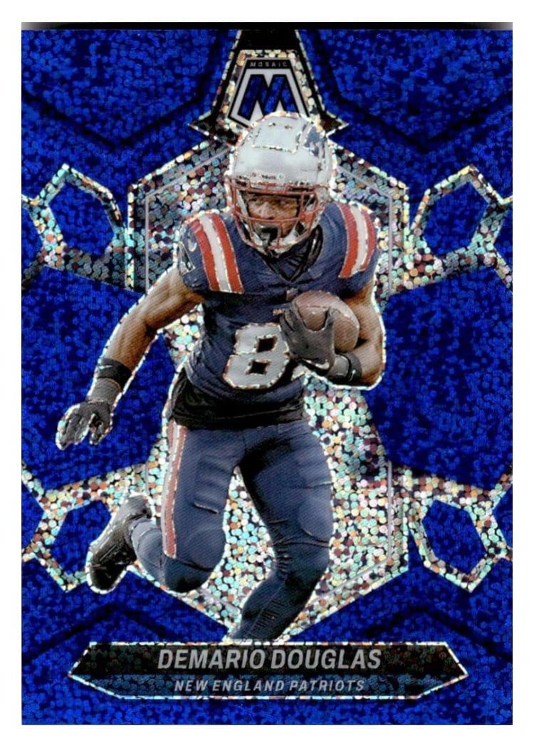 2024 Panini Mosaic Base Set Demario Douglas Blue Sparkle #151 card