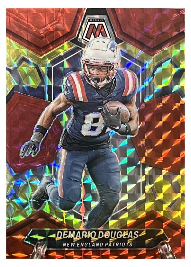 2024 Panini Mosaic Base Set Demario Douglas Fusion Red Yellow Choice #151 card